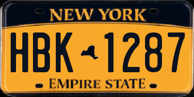 NY license plate HBK1287