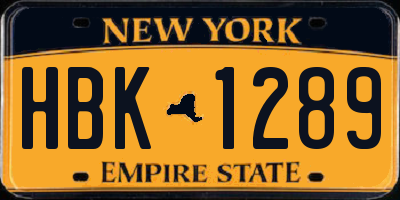 NY license plate HBK1289