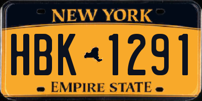 NY license plate HBK1291