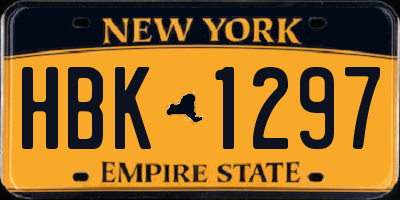 NY license plate HBK1297