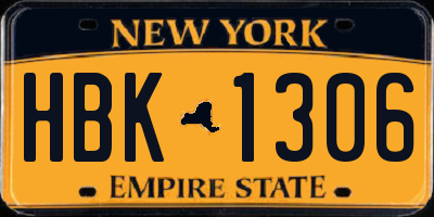 NY license plate HBK1306