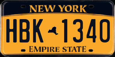 NY license plate HBK1340