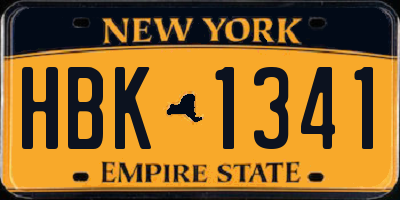 NY license plate HBK1341