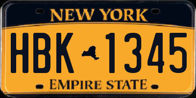 NY license plate HBK1345
