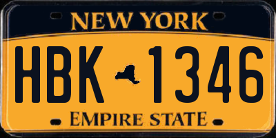 NY license plate HBK1346