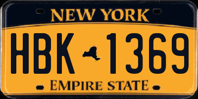 NY license plate HBK1369