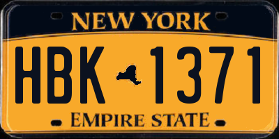 NY license plate HBK1371