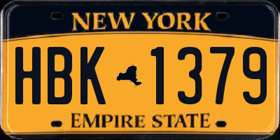 NY license plate HBK1379