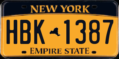 NY license plate HBK1387
