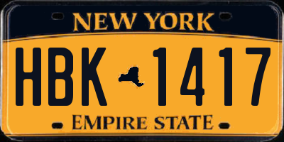NY license plate HBK1417