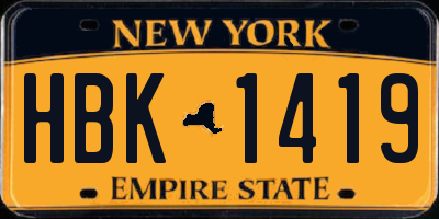 NY license plate HBK1419