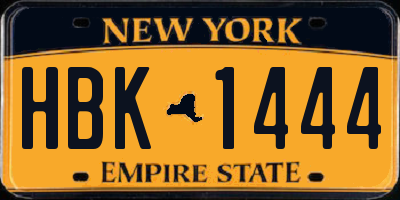 NY license plate HBK1444