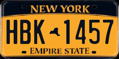 NY license plate HBK1457