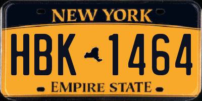 NY license plate HBK1464