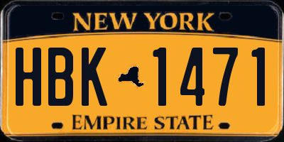 NY license plate HBK1471