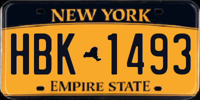 NY license plate HBK1493