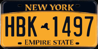 NY license plate HBK1497