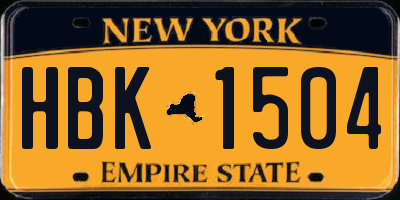 NY license plate HBK1504