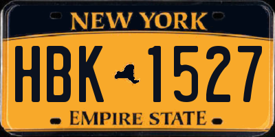 NY license plate HBK1527