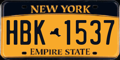 NY license plate HBK1537