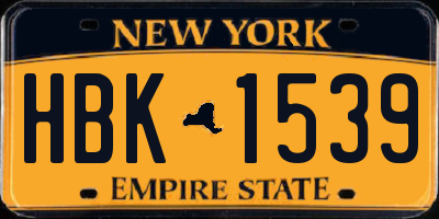 NY license plate HBK1539