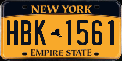 NY license plate HBK1561