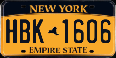 NY license plate HBK1606