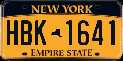 NY license plate HBK1641