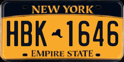 NY license plate HBK1646