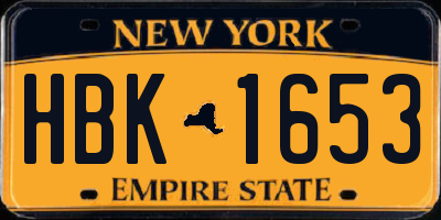 NY license plate HBK1653
