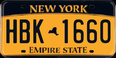 NY license plate HBK1660