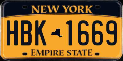NY license plate HBK1669
