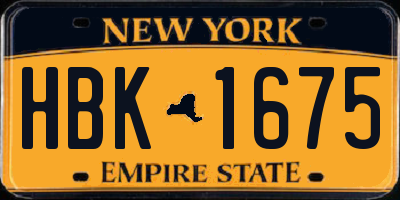 NY license plate HBK1675