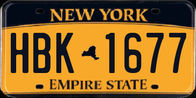 NY license plate HBK1677