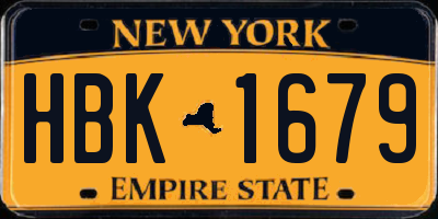 NY license plate HBK1679