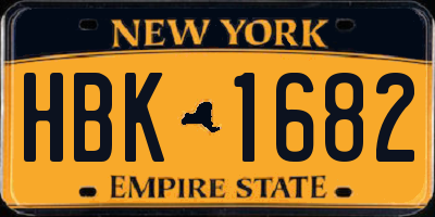 NY license plate HBK1682