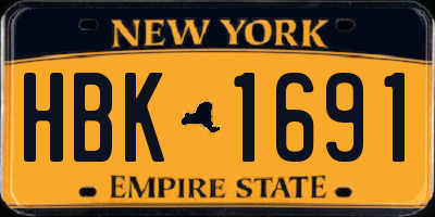 NY license plate HBK1691