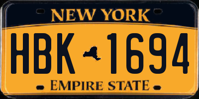 NY license plate HBK1694