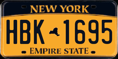 NY license plate HBK1695