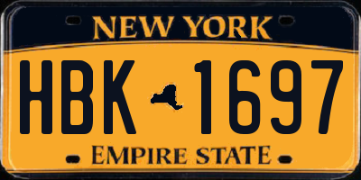 NY license plate HBK1697