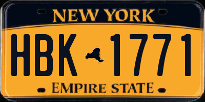 NY license plate HBK1771