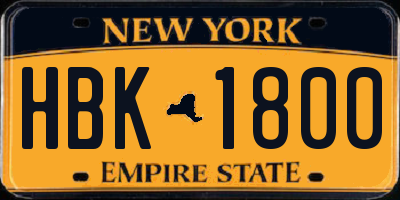 NY license plate HBK1800