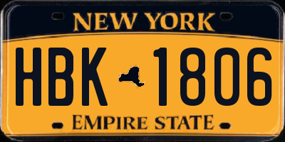 NY license plate HBK1806