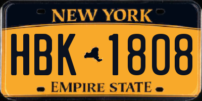 NY license plate HBK1808