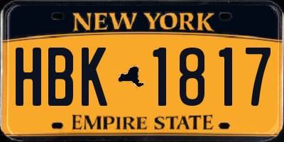 NY license plate HBK1817