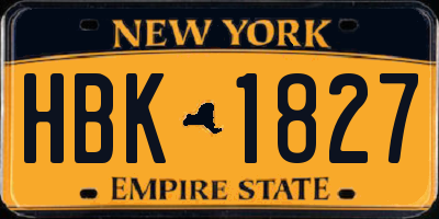 NY license plate HBK1827