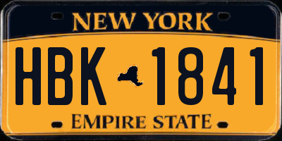 NY license plate HBK1841