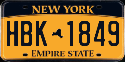 NY license plate HBK1849