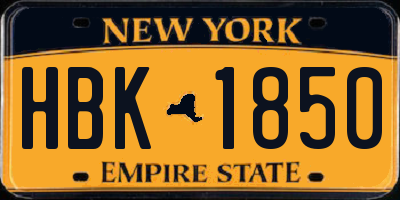 NY license plate HBK1850