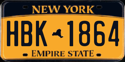 NY license plate HBK1864